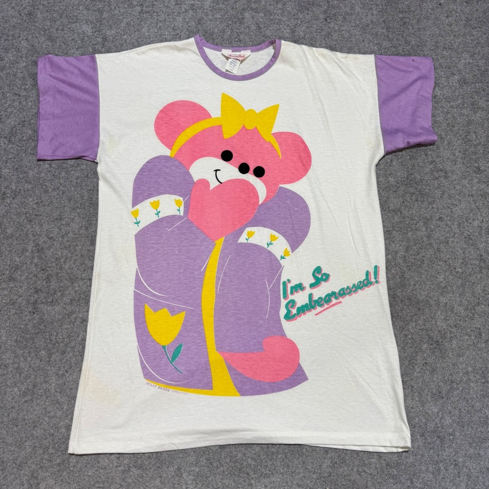 Vintage 80s Amanda Payne Willy Bears Sleep Shirt I'm So Embarrassed Nightgown OS